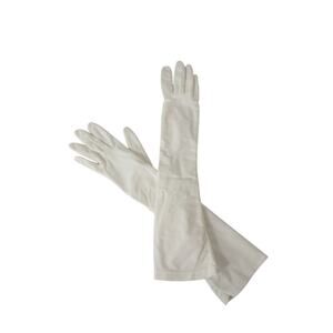 CLAUDE RIVIERE 60's Vintage Cream Gloves 17" Elbow Length Elastic Wrist Formal